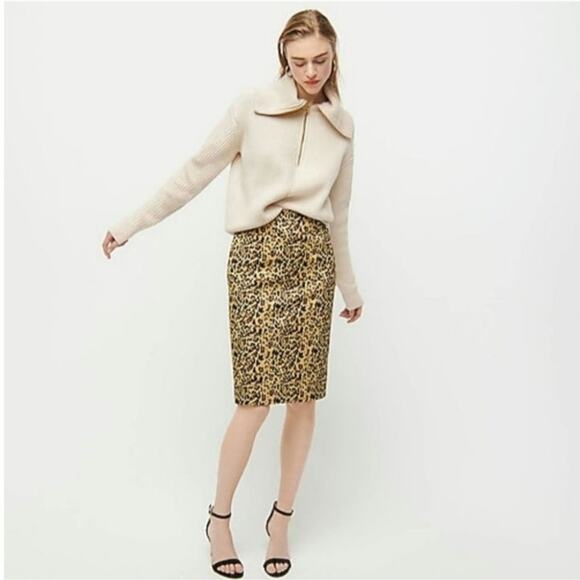 J Crew No 2 Leopard Animal Print Knee Length Pencil Skirt Size 6 - Picture 7 of 14